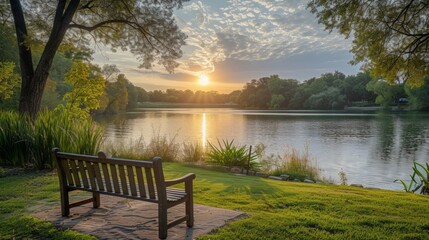 A tranquil lake setting the perfect backdrop for a creative writing retreat for retirees looking to expand their literary horizons. - obrazy, fototapety, plakaty