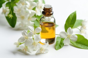 Essential oil of Jasmine isolated on white background
