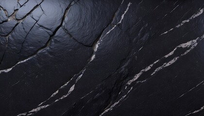 Black granite stone slab texture, opache, some ehite transversal veins, cracks on the upper left corner