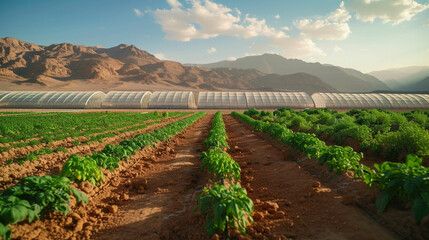 greenhouse on Mars cultivating Earths extinct plants a beacon of green in the red desert - obrazy, fototapety, plakaty