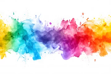  White background with colorful paint splashes and ink drops, featuring various shapes and colors in an artistic illustration © Chondan