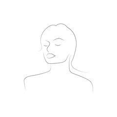 Hand drawn portrait girl in minimalist style,beauty logo