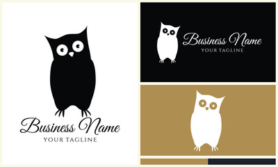 silhouette owl bird logo template