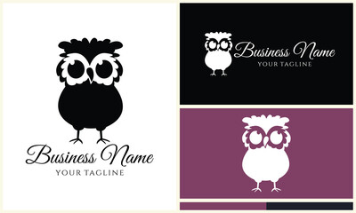 silhouette owl bird logo template