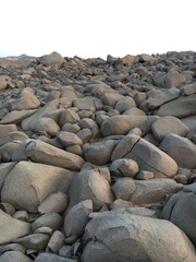 Circular rocks in the desert of northern Sudan