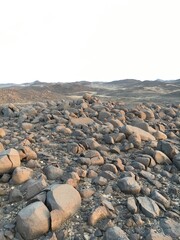 Circular rocks in the desert of northern Sudan