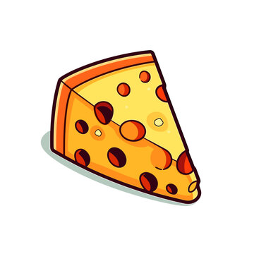 Vector cheese cartoon icon illustration