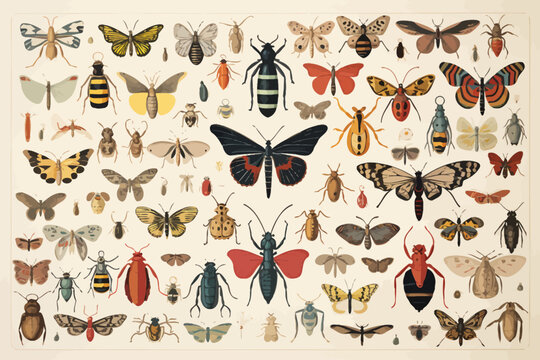 a picture of a bunch of bugs on a white background