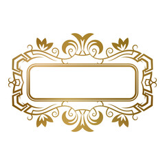 Golden vintage oblong frame with floral ornaments for text. Good for elegant label decoration, name plate or page design.