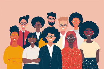 Multi cultural and multi ethnical people standing together isolated in copy space flat background, young people are standing next to each other, Global people diversity concept art, People matters