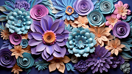3D multicolored flowers three-dimensional painting.