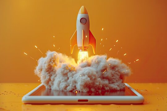 Tablet With Rocket on Top