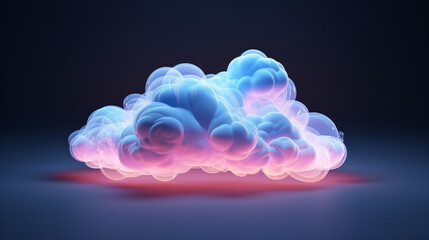 3D render of an abstract cloud illuminated with neon.