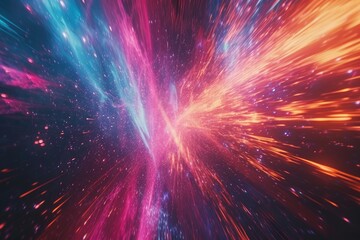Light speed, hyperspace, space warp background. colorful streaks of light gathering towards the event horizon