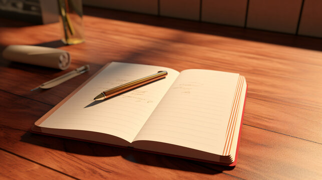 3D render of a pen with a notebook.