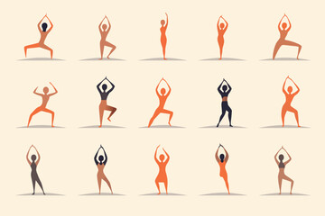 a woman doing yoga poses in various poses