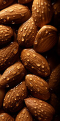 Almond nuts on a dark background close-up. Healthy food concept