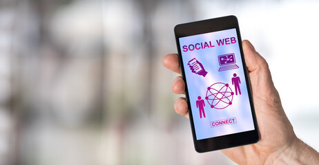 Social web concept on a smartphone