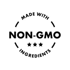 Non GMO sticker, emblem or label. Organic and bio product. Vector icon. GMO free