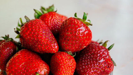 Juicy ripe delicious strawberries close-up. 