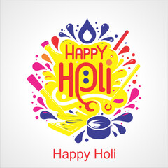 Vector Illustration of Holi Festival with colorful calligraphy. Indian Festival Of Holi
