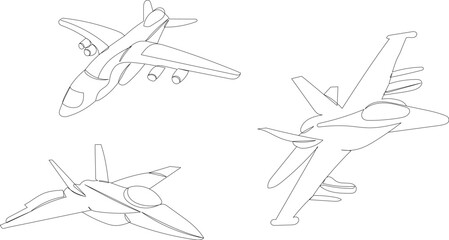 combat aircraft, sketch, outline vector