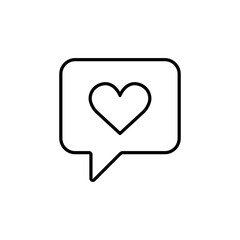 Love chat icon vector illustration. Heart in bubble on isolated background. Speech bubble concept.