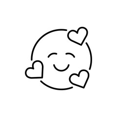 Emoticon with heart icon vector illustration. Emoji in love on isolated background. Love smile face sign concept.