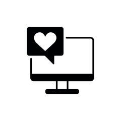 Monitor with chat icon vector illustration. Love chat on isolated background. Message with heart sign concept.