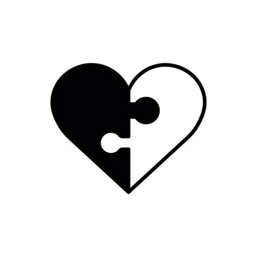 Heart puzzle icon vector illustration. Two pieces puzzle on isolated background. Broken heart sign concept.
