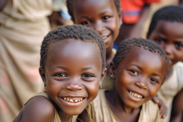 Obraz premium Portrait of happy African children, selective focus
