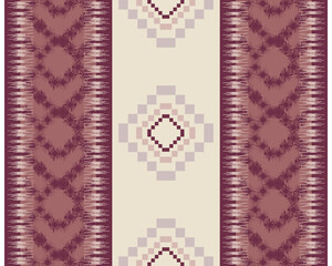 Embroidered cross-stitch ethnic fabric Geometric ornament ethnic pattern design. Use for fabric, textile, interior decoration elements, upholstery, and wrapping.