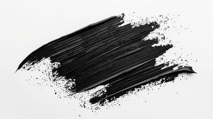 Bold Black Brushstroke Isolated on White Background Art