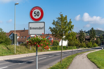 Ortsschild von Birmensdorf im Kanron Zürich