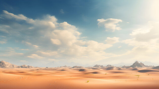 Fantasy landscape with sand dunes and mountains. 3d illustration