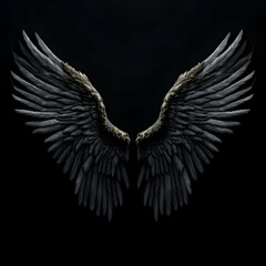 Angel wings on a black background. 3d rendering. 3d illustration.