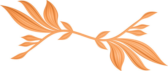 Fototapeta premium 3D rendering of a border branch with leaves of different sizes on a transparent background