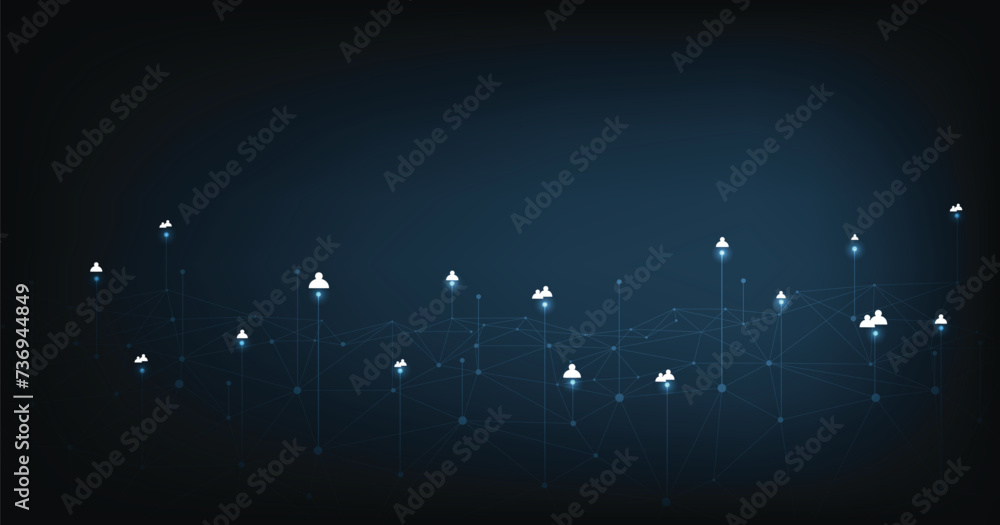Aufkleber global communication technology concept. illustration of a network connection connecting people that
