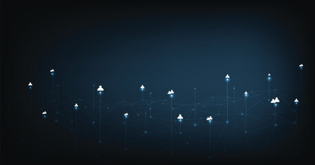 Global communication technology concept. illustration of a network connection connecting people that interact with each other by dot and line.	