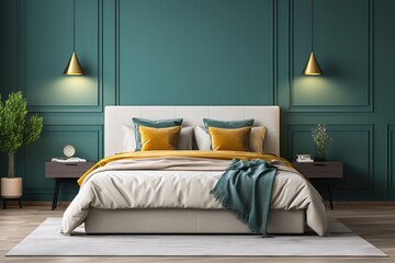 Fototapeta premium ideas for arranging bedrooms and rooms, simple bedroom lamps, minimalist but still giving the impression of being clean and elegant
