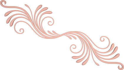 3D rendering of a curved branch with leaves of different sizes on a transparent background