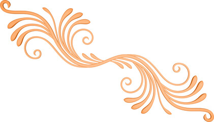 3D rendering of a curved branch with leaves of different sizes on a transparent background