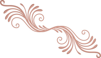 3D rendering of a curved branch with leaves of different sizes on a transparent background