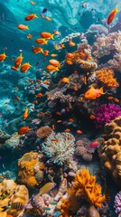 Naklejka na ściany i meble Coral reef with colorful fish