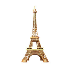 Fototapeta na wymiar Eiffel tower of paris france in golden color isolated white background 