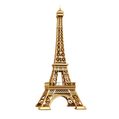 Fototapeta na wymiar Eiffel tower of paris france in golden color isolated white background 