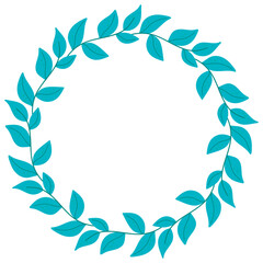 Fototapeta na wymiar Leafy wreath isolated vector illustration. Foliage rim with copy space clip art. Green sprig round ornament