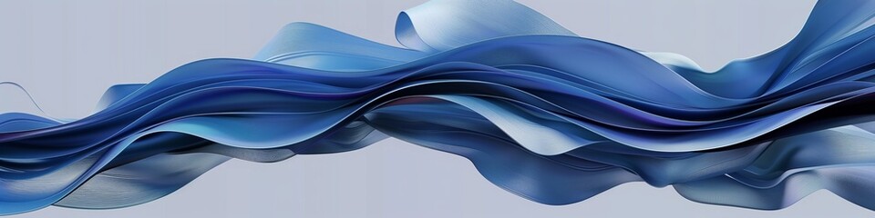 Abstract ribbon dance in blue, gradient flow creates digital art elegance