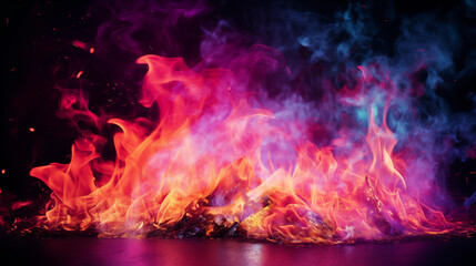 colourful fire background with ashes floating_around