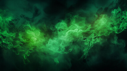 Fototapeta na wymiar green fire background with ashes floating_around